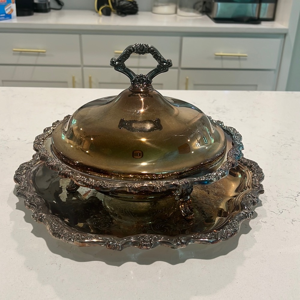 Webster Wilcox silver platter/bowl and tray